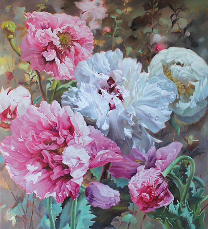 Zoe Feng still life and flower artist, roses, oil painter