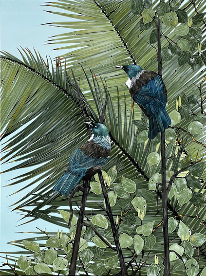 Kirsty Nixon nz bird and landscape art, acrylic on canvas