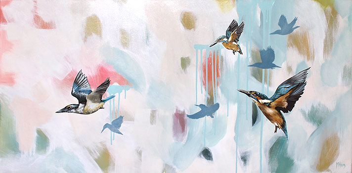 Kirsty Nicon nz landscape artist, kingfisher acrylic on canvas