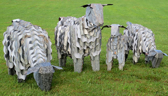 corrugated iron nz art sheep animals